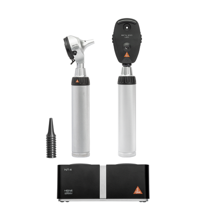 HEINE Optotechnik BETA Kit LED - BETA 200 Ophthalmoskop + BETA 400 F.O. Otoskop + 2x BETA4 NT Ladegriff + NT4 Tisch-Ladegerät