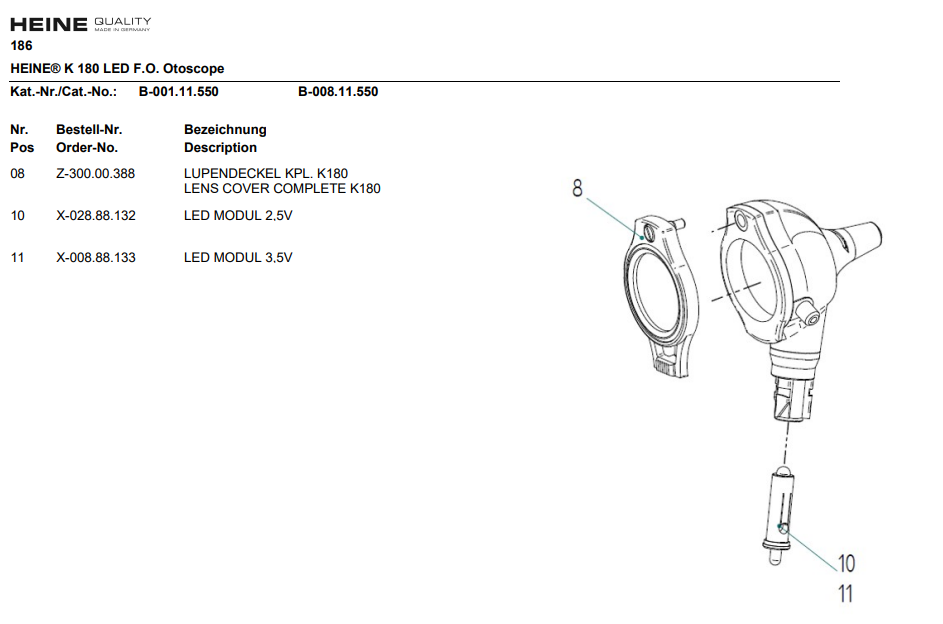 HEINE Optotechnik Lupendeckel zu HEINE® K 180 LED F.O. Otoskop